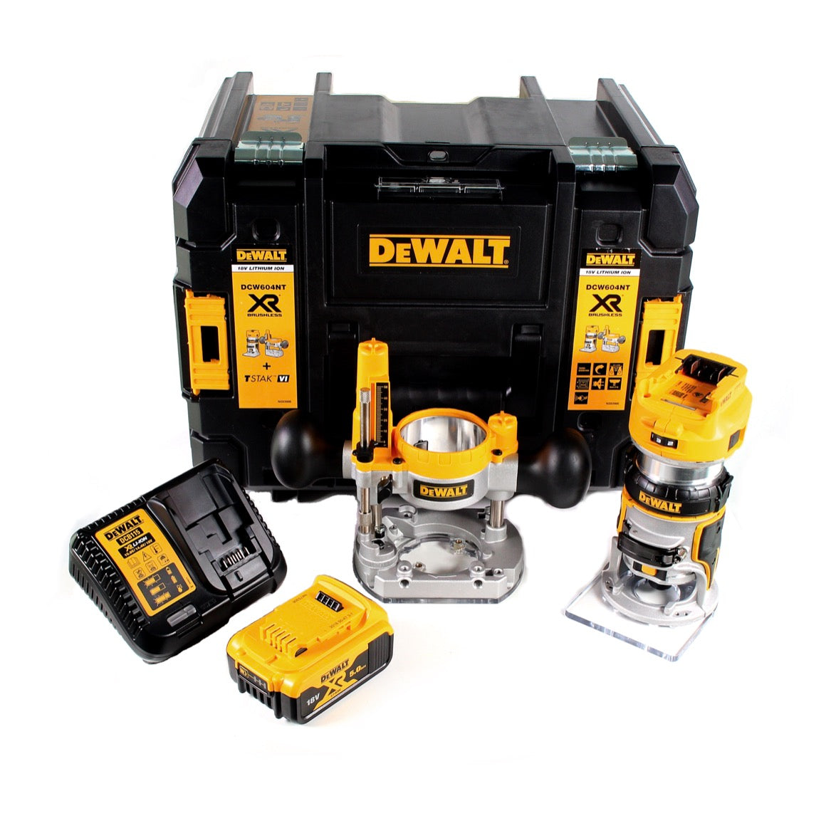 DeWalt DCW 604 P1 Akku Kombifräse 18V 55mm + 1x Akku 5,0Ah + Ladegerät + TSTAK - Toolbrothers