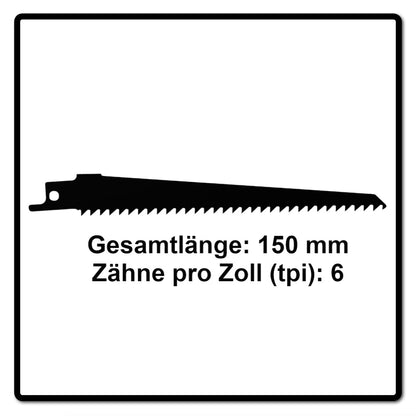 Komet Säbelsägeblatt WOOD 150mm 6tpi 25 Stk. ( 5x 501.084 ) CV-Stahl - Toolbrothers