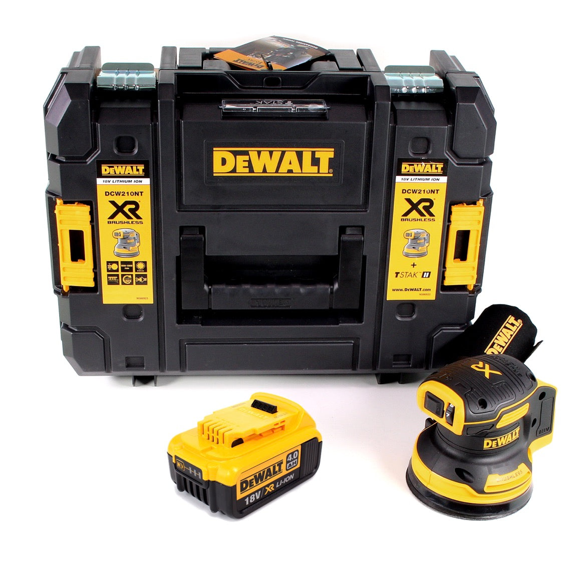 DeWalt DCW 210 NT Akku Exzenterschleifer Brushless 18V 12.000U/min 125mm + 1x Akku 4,0 Ah in TSTAK - ohne Ladegerät - Toolbrothers