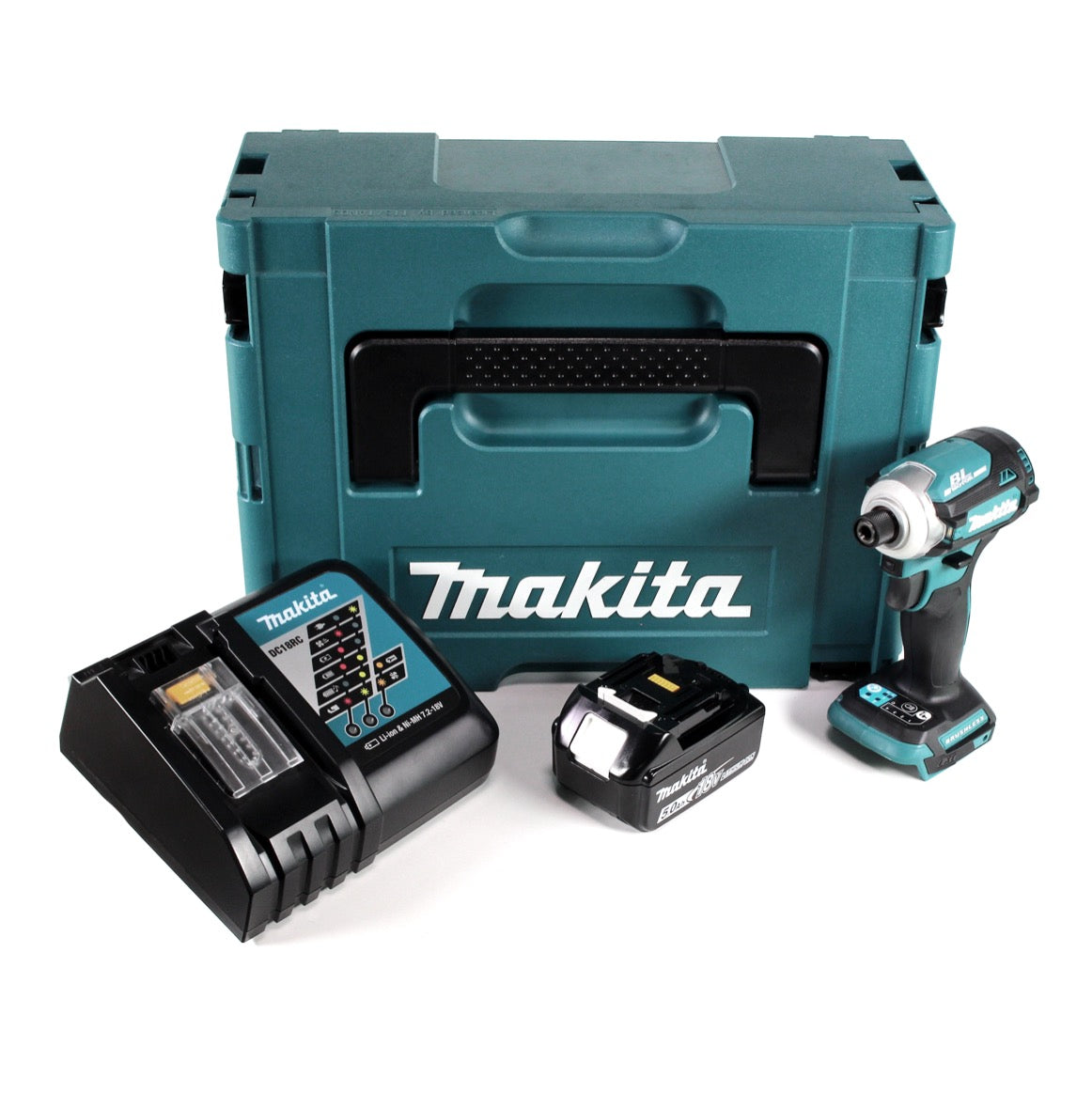 Makita DTD 171 RT1J Akku Schlagschrauber 18 V 180 Nm 1/4" Brushless + 1x Akku 5,0 Ah + Ladegerät + Makpac - Toolbrothers