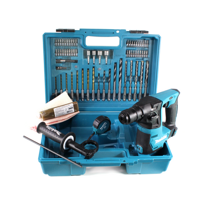 Makita HR 140 DE1 Akku Bohrhammer 10.8 V SDS-Plus im Koffer + 64 tlg Zubehör Set - ohne Akku und Lader - Toolbrothers