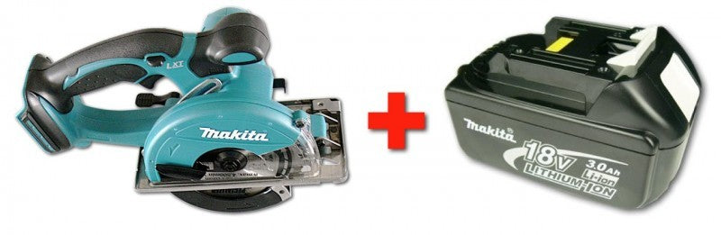 Makita BCS 550 18 V 136 mm Li-ion Akku-Metallsäge + 1x Makita BL1830 B Akku + Schutzbrille + Makita Sägeblatt - ( ohne Ladegerät und ohne Koffer ) - Toolbrothers