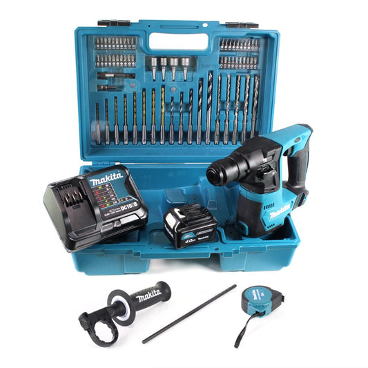 Makita HR 140 DSM1E1 Akku Bohrhammer 10.8 V SDS-Plus im Koffer + 64 tlg Zubehör Set + 1x 4,0 Ah Akku und Lader - Toolbrothers