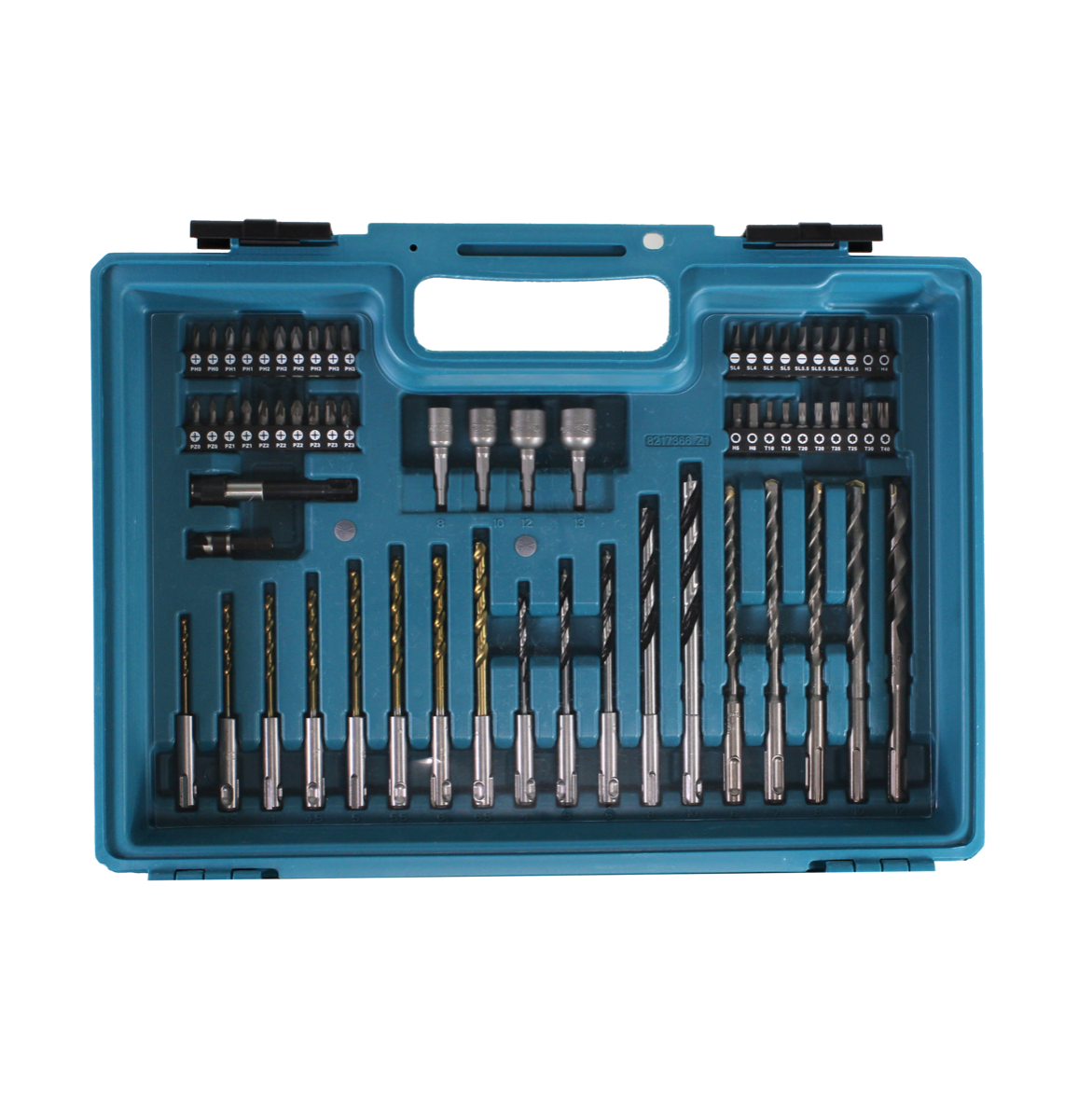 Makita HR 140 DA1E1 Akku Bohrhammer 10.8 V SDS-Plus im Koffer + 64 tlg Zubehör Set + 1x 2,0 Ah Akku - ohne Lader - Toolbrothers