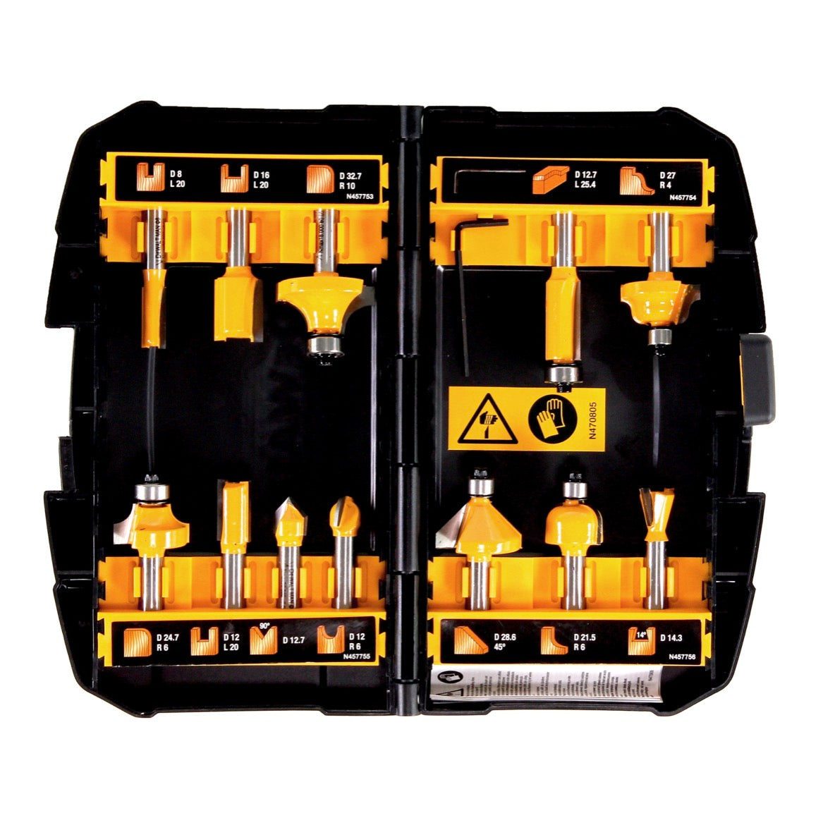 DeWalt DCW 604 D2 Akku Kombifräse 18V 55 mm + 2x Akkus 2,0 Ah + 1x Schnellladegerät + Fräser Set 12 tlg in TSTAK - Toolbrothers