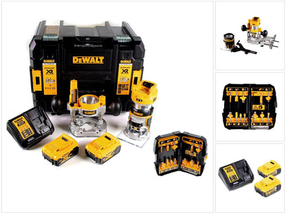 DeWalt DCW 604 P2 Akku Kombifräse 18V 55mm + 2x Akkus 5,0 Ah + 1x Schnelladegerät + Fräser Set 12 tlg in TSTAK - Toolbrothers