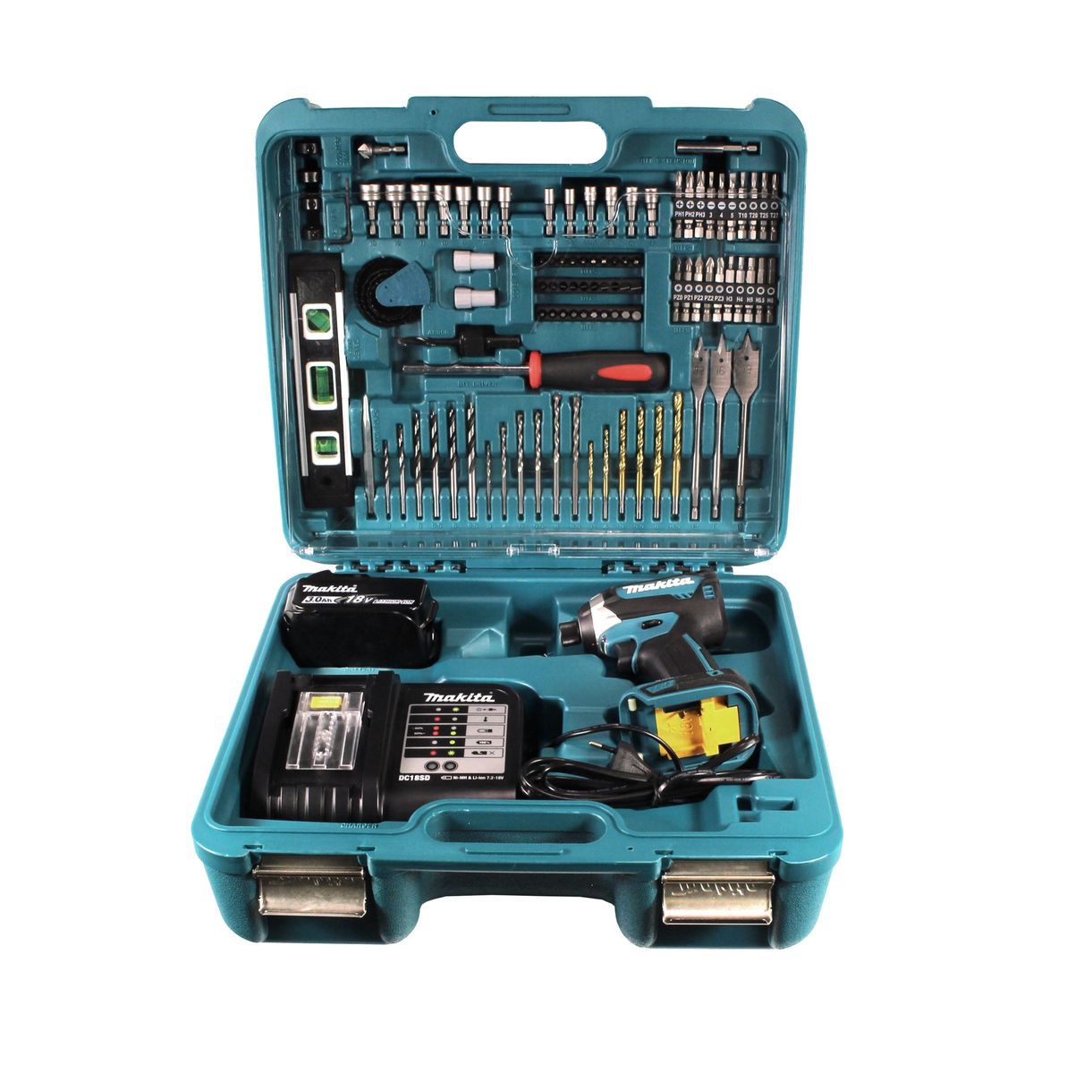 Makita DTD 153 SFTK Akku Schlagschrauber 18V 170Nm Brushless + 3,0 Ah Akku + Ladegerät + 101 tlg. Werkzeugset Koffer - Toolbrothers