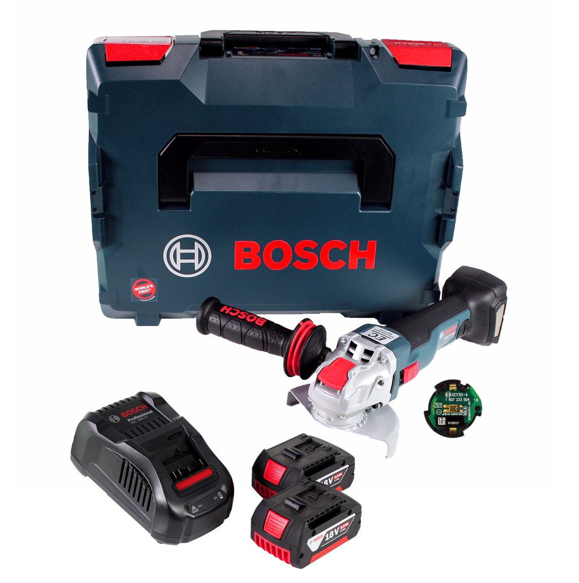 Bosch GWX 18V-10 C Akku Winkelschleifer 18V 125mm brushless X-LOCK + 2x Akku 6,0Ah + Ladegerät + Connectivity Modul + L-BOXX - Toolbrothers