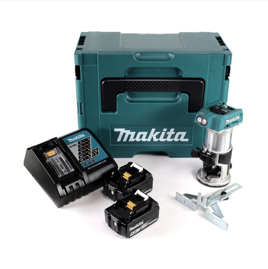 Makita DRT 50 RTJ Akku Multifunktionsfräse brushless 18V + 2x Akkus 5,0 Ah + Schnellladegerät im Makpac 3 - Toolbrothers