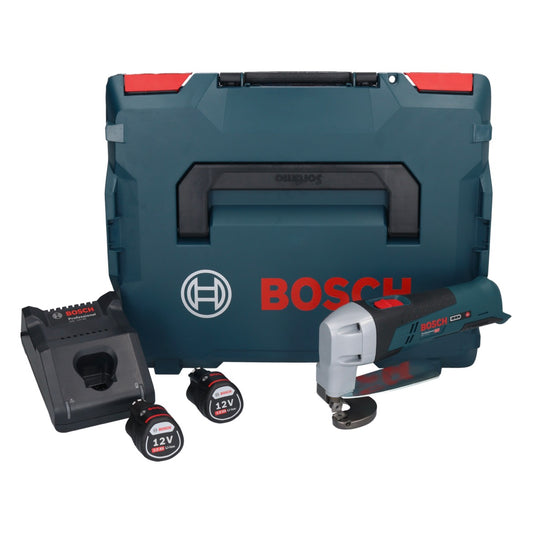 Bosch GSC 12V-13 Professional Akku Blechschere 12 V ( 0601926108 ) + 2x Akku 2,0 Ah + Ladegerät + L-Boxx - Toolbrothers