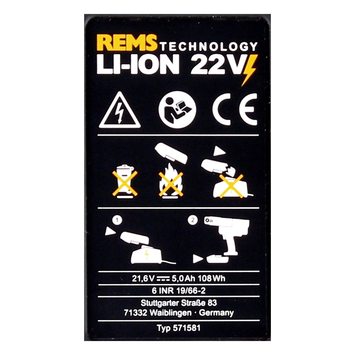 REMS Akku Li-Ion 21,6V (22V max) 5,0Ah ( 571581 R22 ) - Toolbrothers