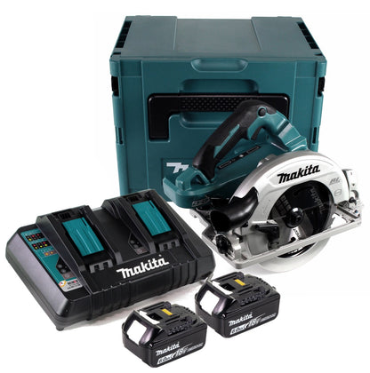 Makita DHS 782 PG2J Akku Handkreissäge 36V (2x18V) 190 mm Brushless im Makpac + 2x 6,0 Ah Akku + Doppelladegerät - Toolbrothers