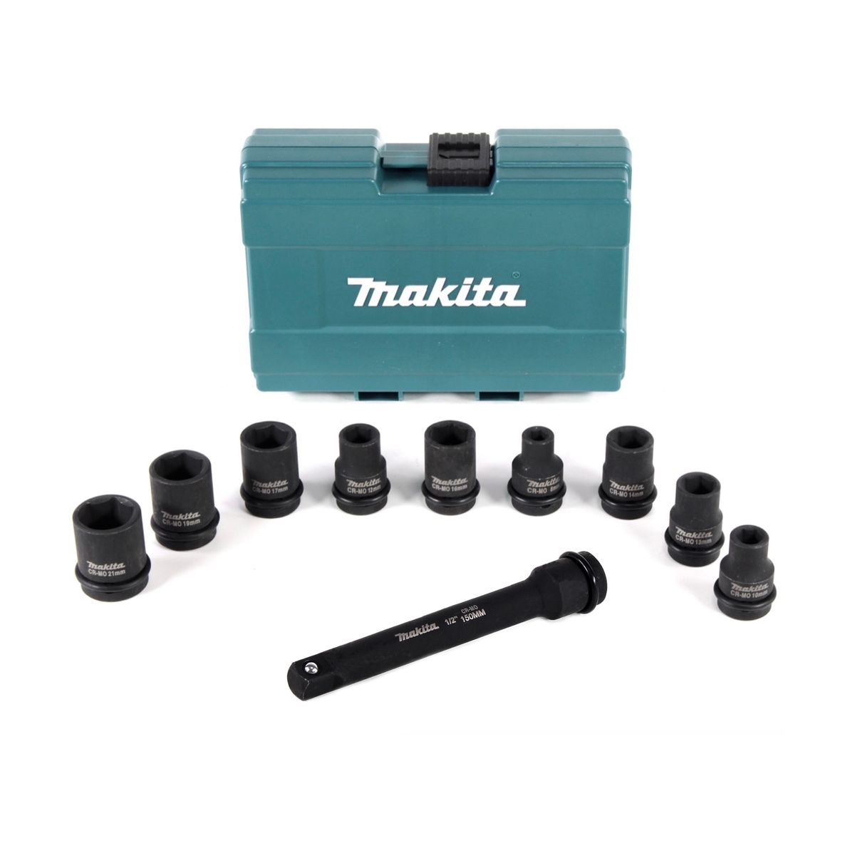 Makita DTW 450 RF1 18V Akku Schlagschrauber 440Nm 1/2" 18V + 1x Akku 3,0Ah + Schnellladegerät + Steckschlüssel Nuss Set + Verlängerung 150mm  - ohne Koffer - Toolbrothers