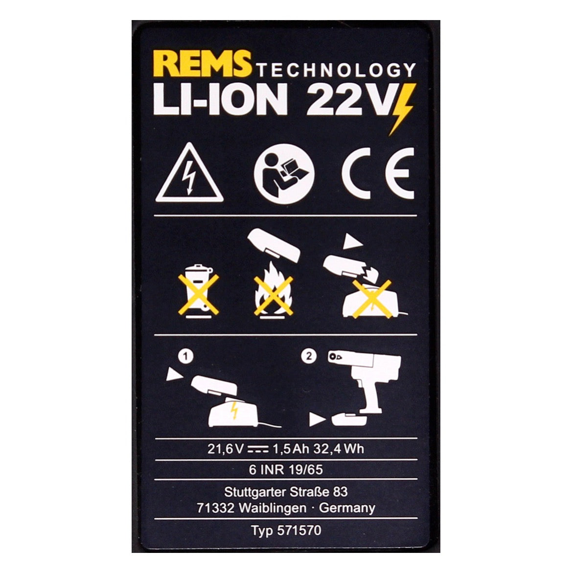 REMS Akku Set 21,6V (22V max) mit 2x Akku 1,5Ah ( 571570 R22 ) - Toolbrothers