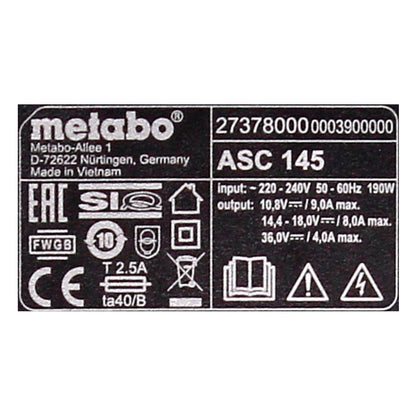 Metabo Ladegerät ASC 145 AIR COOLED 12-36V ( 627378000 ) - Toolbrothers