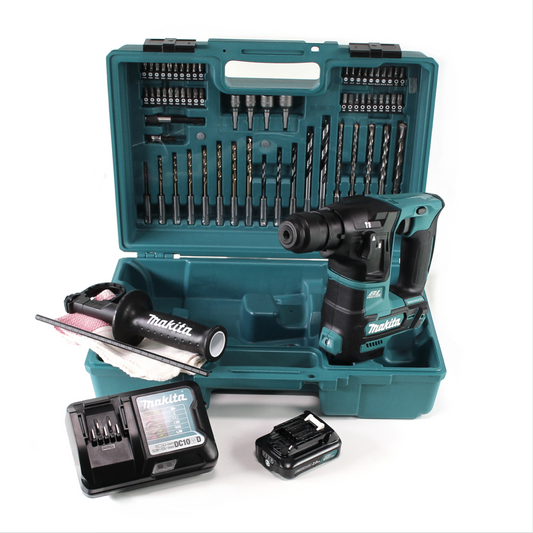 Makita HR 166 DWA1E1 Akku Bohrhammer 10.8V SDS-Plus Brushless + Koffer + 64-tlg. Zubehörset + 1x Akku 2,0Ah + 1x Ladegerät - Toolbrothers