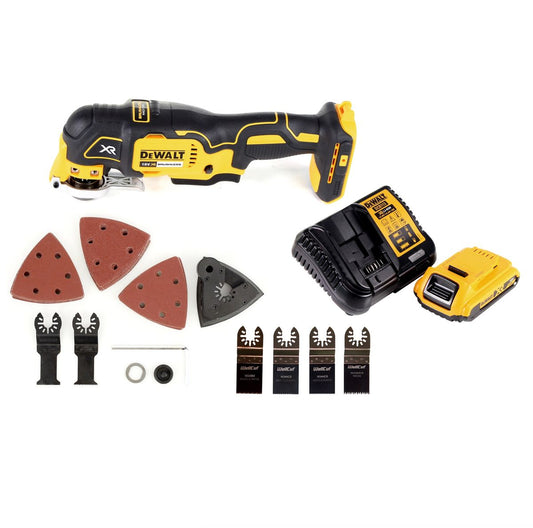 DeWalt DCS 355 D1 Akku Oszillierer Multitool 18 V Brushless + 1x Akku 2,0 Ah + Ladegerät + 29 tlg. Zubehör + 4x Sägeblatt - ohne Akku, ohne Ladegerät - Toolbrothers