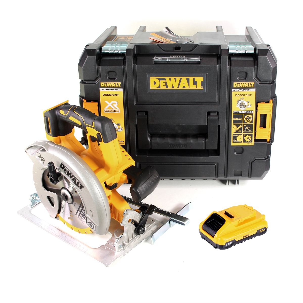 Dewalt DCS 570 NT Akku Hand Kreissäge 18V 184 mm Brushless + 1x Akku 3,0Ah + TSTAK -  ohne Ladegerät - Toolbrothers