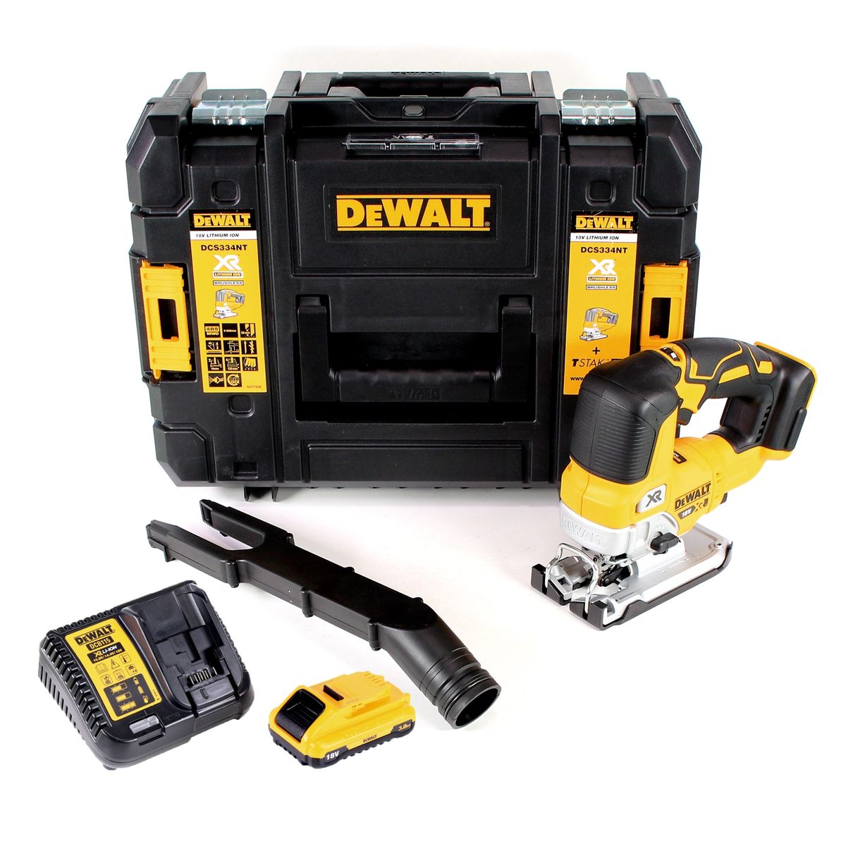 DeWalt DCS 334 L1 Akku Pendelhub Stichsäge 18V Brushless + 1x Akku 3,0Ah + Ladegerät + TSTAK - Toolbrothers