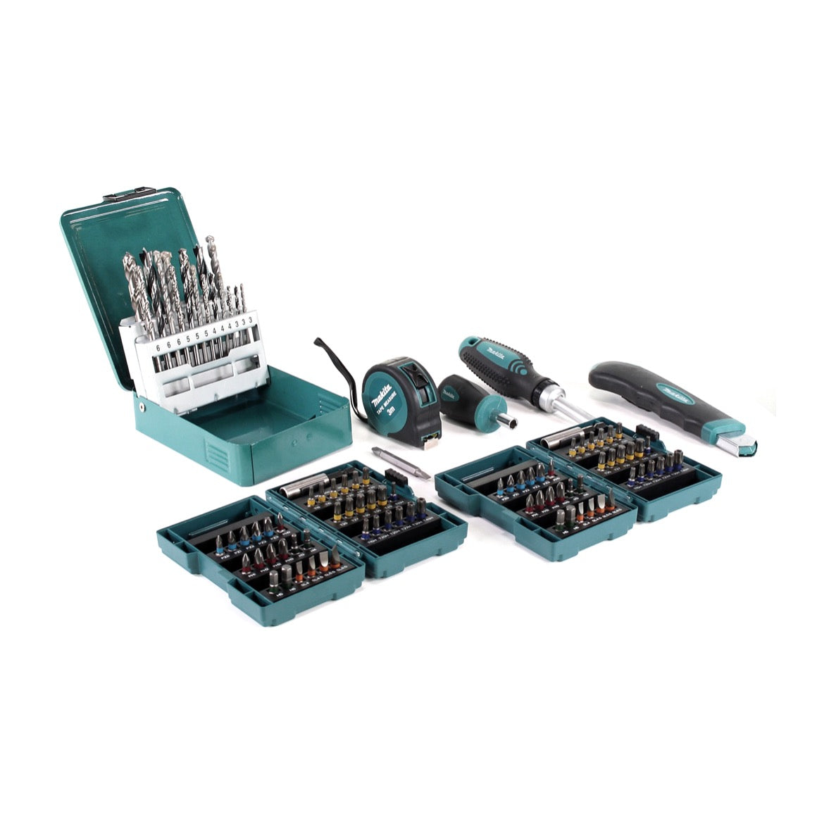 Makita DHP 453 RFX2 Akku Schlagbohrschrauber 18 V 42Nm + 2x Akku 3,0Ah + Ladegerät + 96tlg. Bit Bohrer Set + Koffer - Toolbrothers