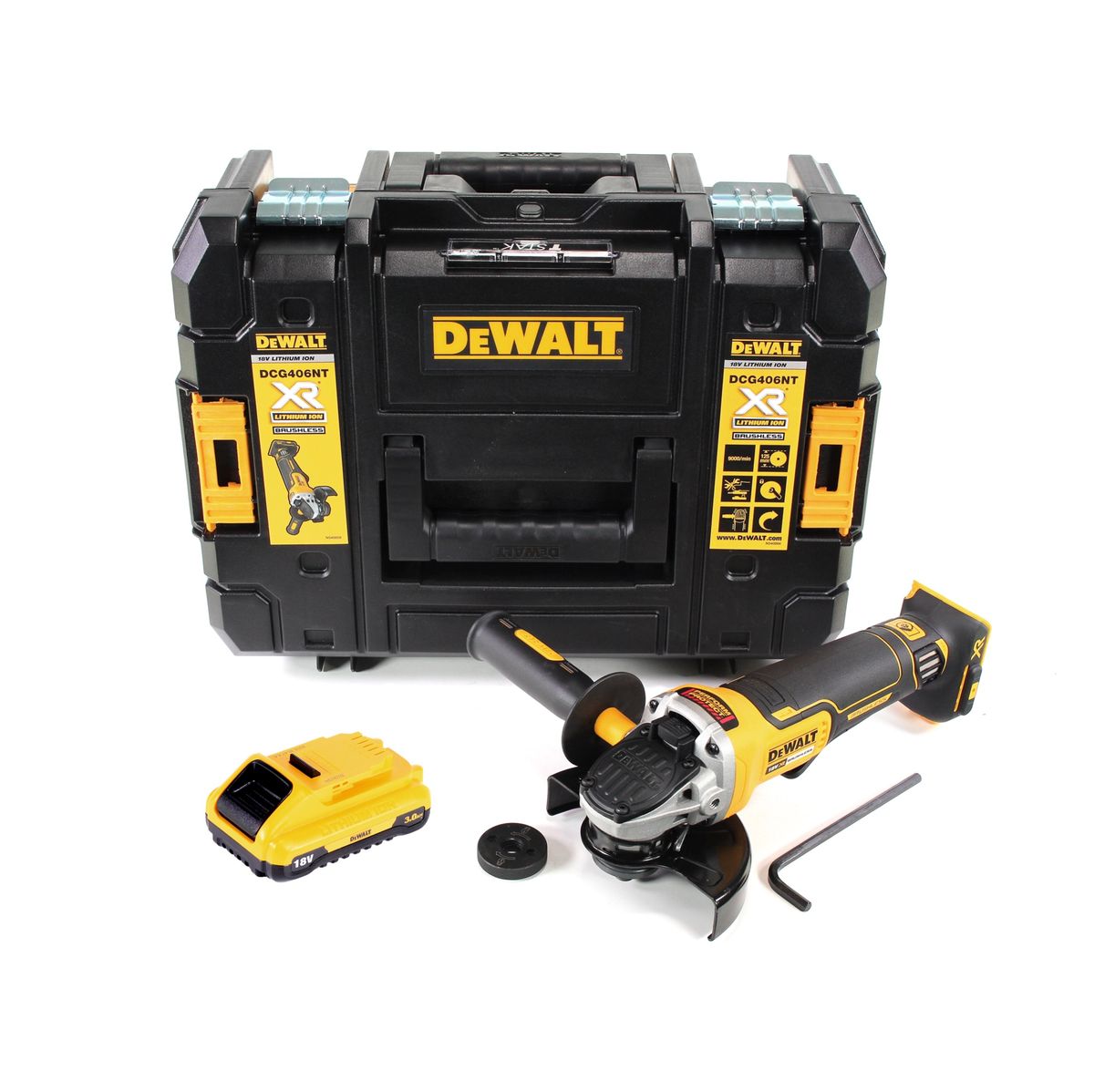 DeWalt DCG 406 NT Akku Winkelschleifer 18V 125mm Brushless + 1x Akku 3,0Ah + TSTAK - ohne Ladegerät - Toolbrothers