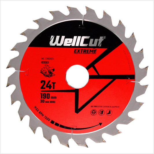WellCut Kreissägeblatt WC-C1903024 TCT 190 x 2,4 x 30 mm 24 Zähne für Holz - Toolbrothers