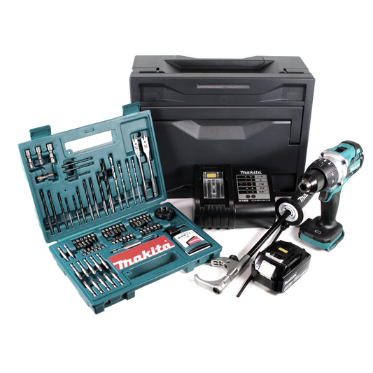 Makita DHP 481 STX Akku Schlagbohrschrauber Brushless 18 V 115 Nm + 1x Akku 5,0Ah + Ladegerät + 100tlg. Bit Bohrer Set + Makbox - Toolbrothers