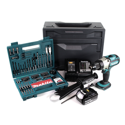 Makita DDF 451 STX Akku Bohrschrauber 18 V + 1x Akku 5,0Ah + Ladegerät + 100tlg. Bit Bohrer Set + Makbox - Toolbrothers