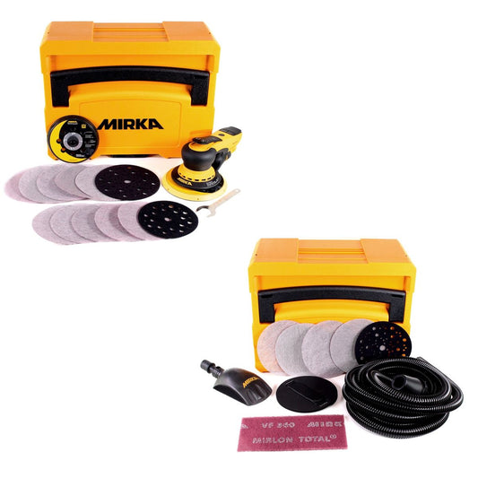 Mirka DEROS 5650CV Exzenterschleifer 125mm/150mm 5,0 Hub Brushless + Schleif Solution Case Set + Roundy + 240x Schleifscheiben - Toolbrothers