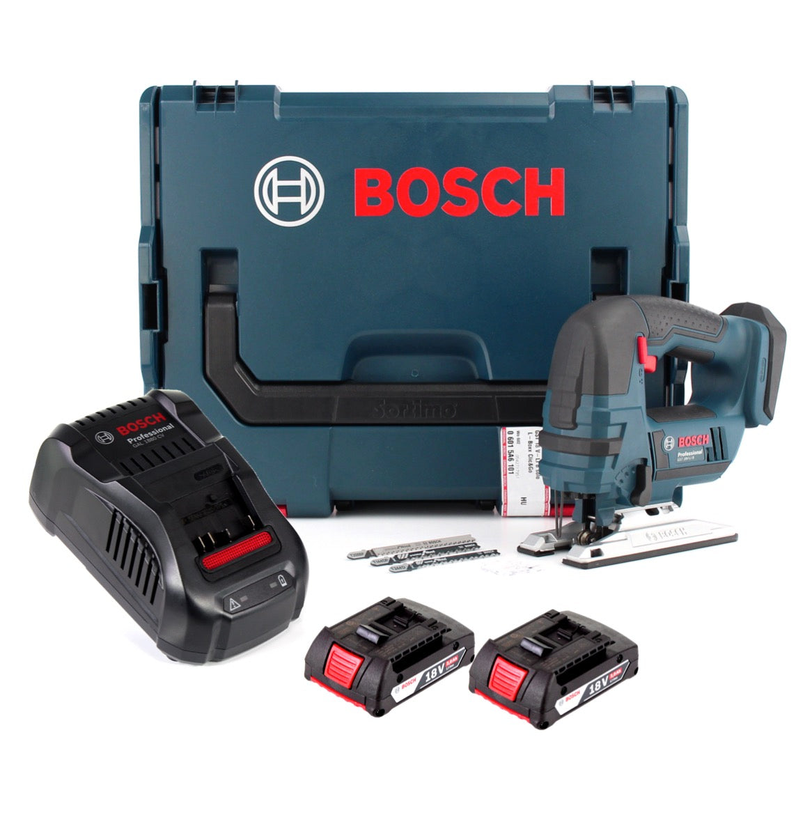 Bosch GST 18 V-LI B Akku Stichsäge 18V + 2x Akku 2,0Ah + Ladegerät + L-Boxx - Toolbrothers