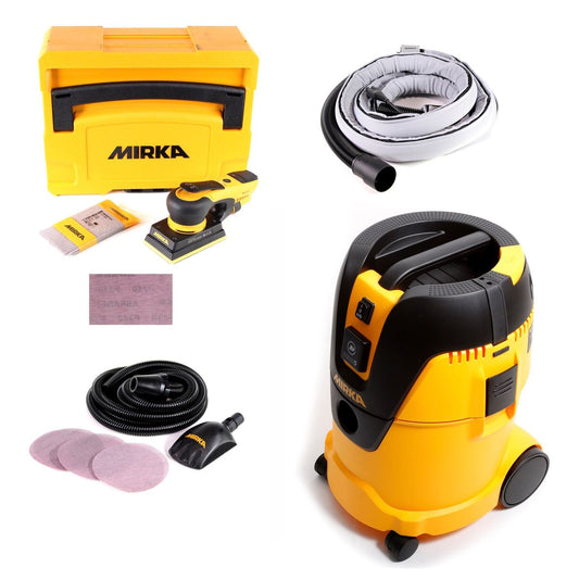 Mirka DEOS System PRO ( KIT1720WOMDE ) DEOS 353 CV Schwingschleifer + Industrie-Staubsauger 1025 L PC + Absaugschlauch 4m +  Roundy Startkit + 250x Schleifstreifen - Toolbrothers