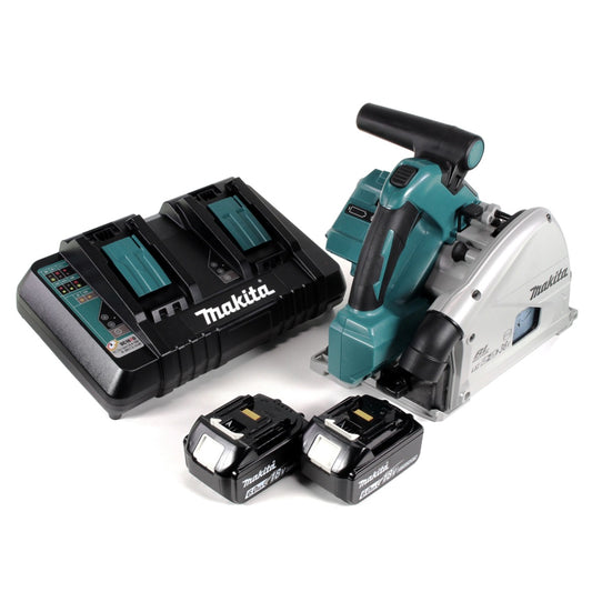 Makita DSP 600 PG Akku Tauchsäge 36V (2x18V)165mm Brushless + 2x Akku 6,0Ah + Doppelladegerät - Toolbrothers