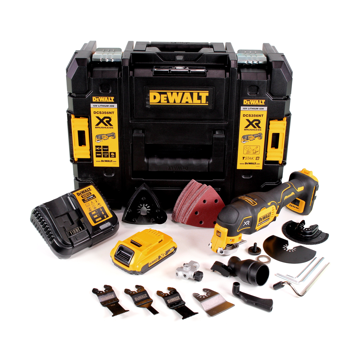 DeWalt DCS 356 S1 Akku Multitool 18V Brushless + 35tlg. Zubehör + 1x Akku 2,0Ah + Ladegerät + TSTAK - Toolbrothers