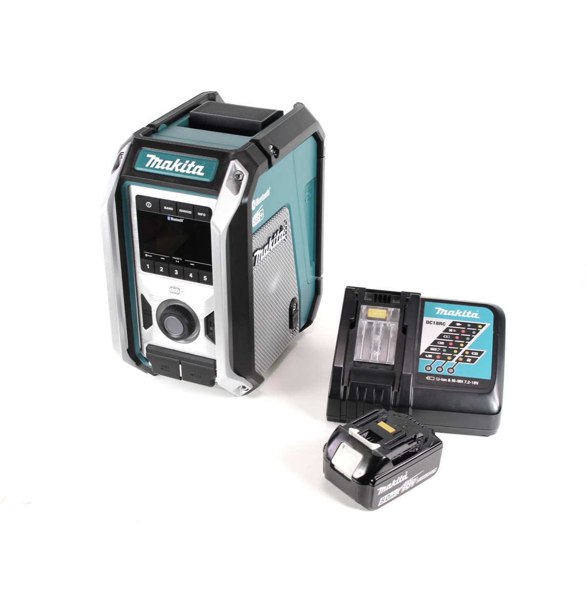 Makita DMR 115 RT1 Akku Baustellenradio 12V - 18V  Bluetooth DAB+ IP65- + 1x Akku 5,0 Ah + Ladegerät - Toolbrothers