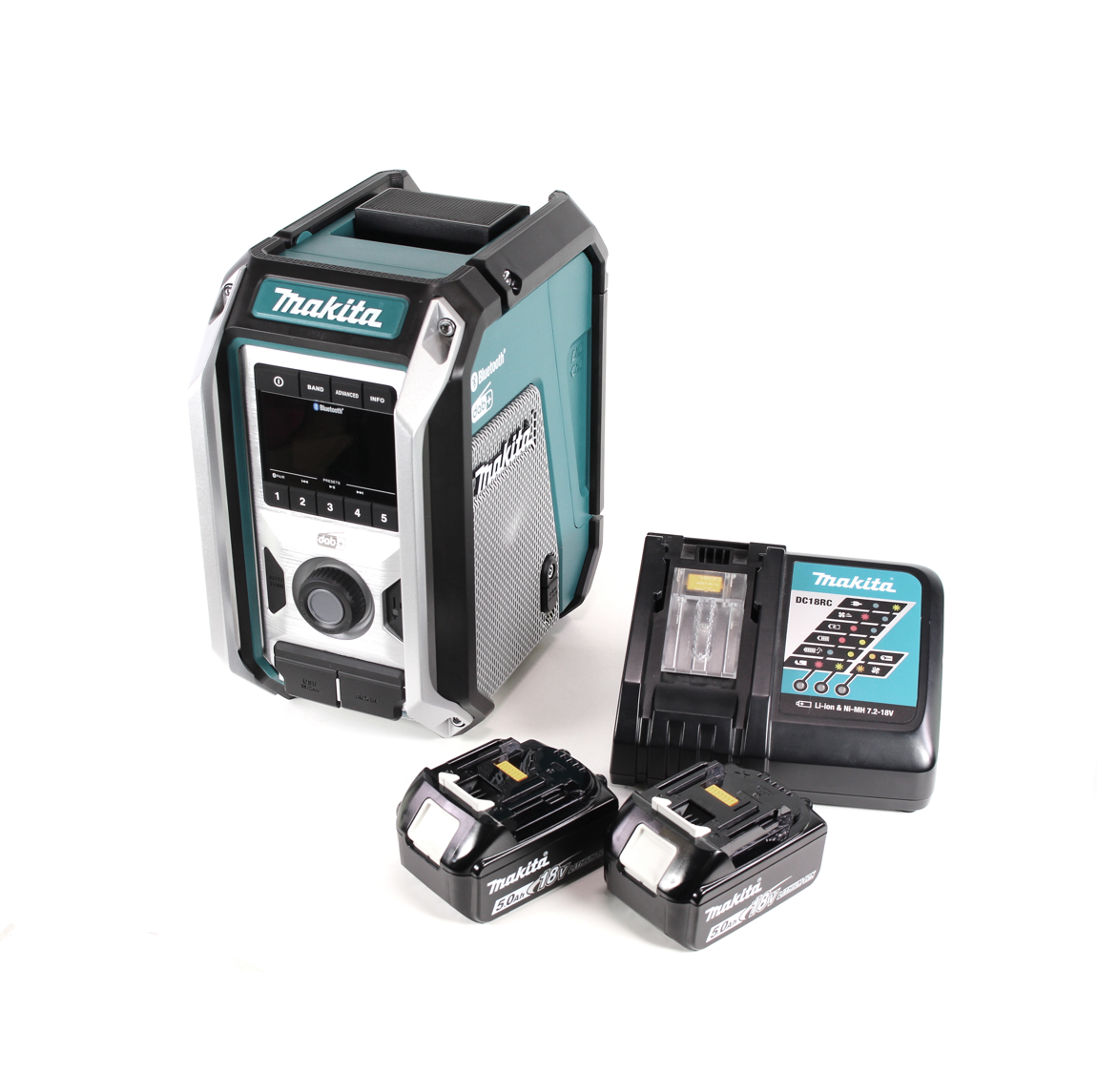 Makita DMR 115 RT Akku Baustellenradio 12V - 18V  Bluetooth DAB+ IP65- + 2x Akku 5,0 Ah + Ladegerät - Toolbrothers