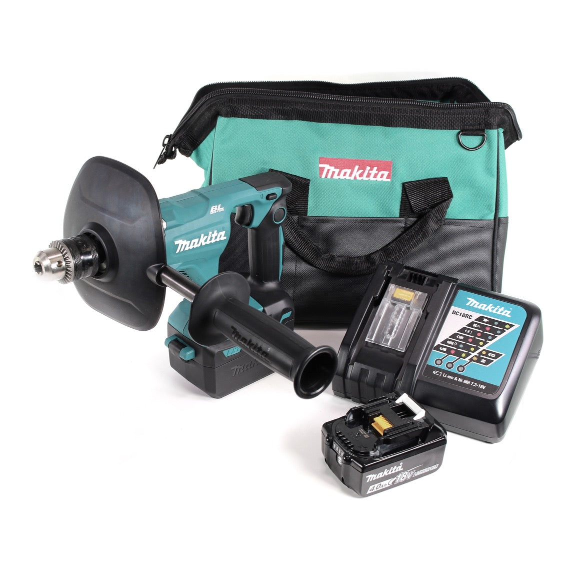 Makita DUT 131 RM1 Akku Rührgerät 18 V Brushless + 1x Akku 4,0 Ah + Ladegerät + Tasche - Toolbrothers