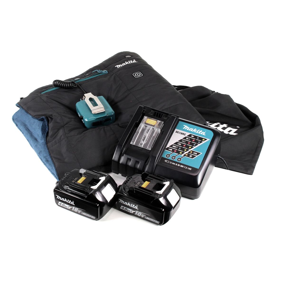 Makita DCB 200 RMA Heizdecke 14,4V - 18 V 3 Heizstufen USB Anschluss + 2x Akku 4,0Ah + Ladegerät - Toolbrothers