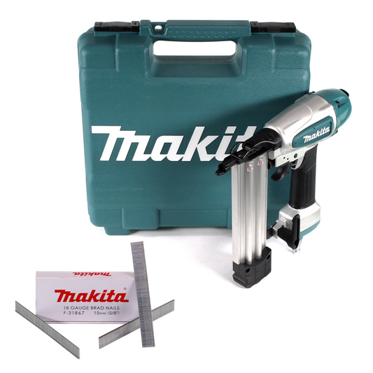 Makita AF 506 Druckluft Stauchkopfnagler 15-50mm 4,3-8,3bar + 5000x Stauchkopfnagel 15mm galvanisiert + Koffer - Toolbrothers