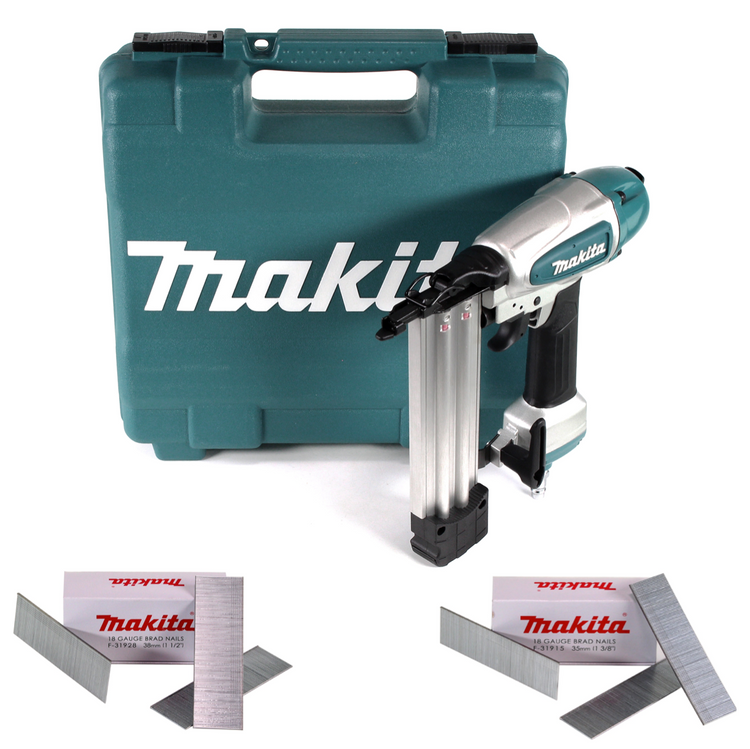 Makita AF 506 Druckluft Stauchkopfnagler 15-50mm 4,3-8,3bar + 10000x Stauchkopfnagel 35/38mm galvanisiert + Koffer - Toolbrothers