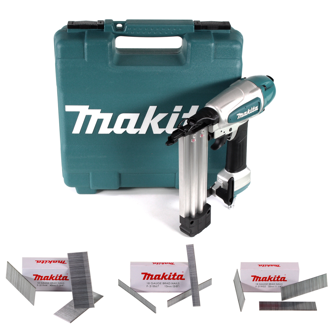 Makita AF 506 Druckluft Stauchkopfnagler 15-50mm 4,3-8,3bar + 50000x Stauchkopfnagel 15/20/25/30/32/35/38/40/45/50mm + Koffer - Toolbrothers