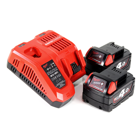 Milwaukee Akku Starter 18V Set mit 2x M18 B4 Akku 4,0Ah + M12-18FC Ladegerät ( 4933459215 ) - Toolbrothers