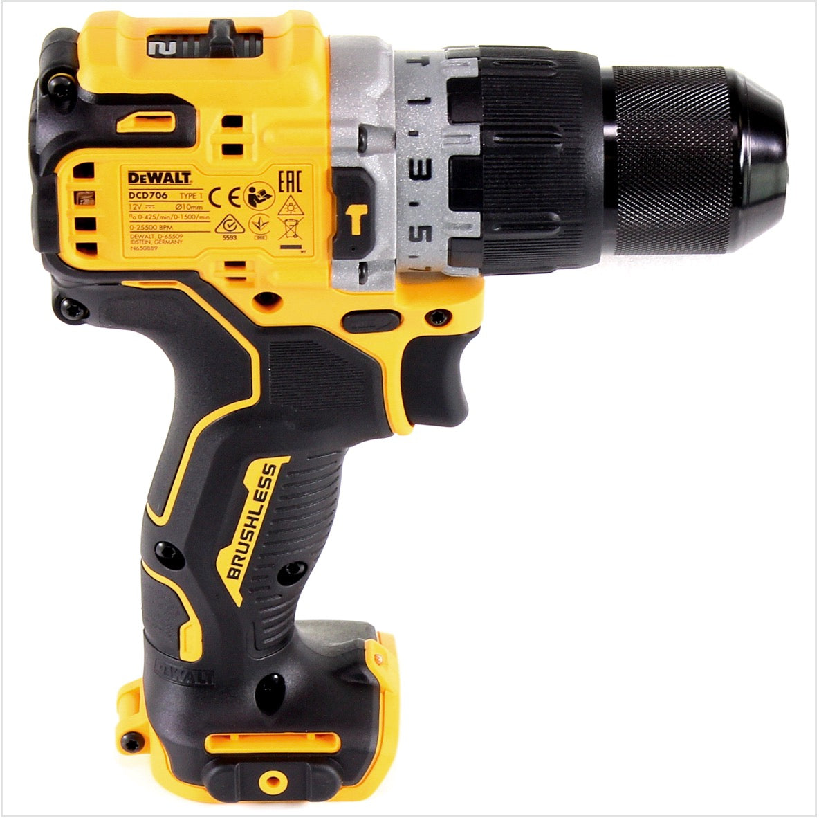 DeWalt DCD 706 NT Akku Schlagbohrschrauber 12V 57,5Nm Brushless Solo + TSTAK - ohne Akku, ohne Ladegerät - Toolbrothers