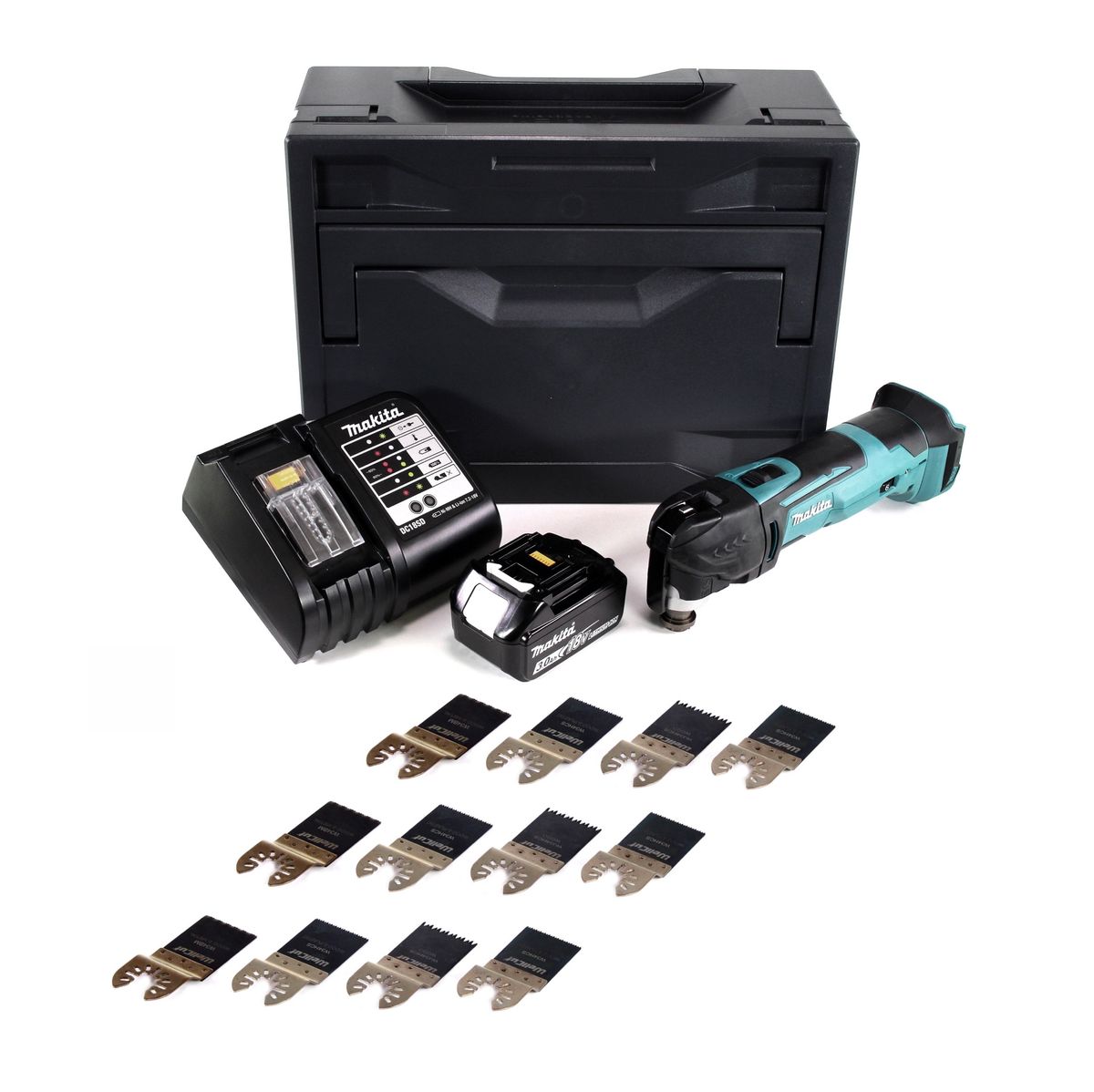 Makita DTM 51 SFX Akku Multifunktions Werkzeug 18V + 1x Akku 3,0Ah + Ladegerät + 12x Werkzeugklingen + Makbox - Toolbrothers