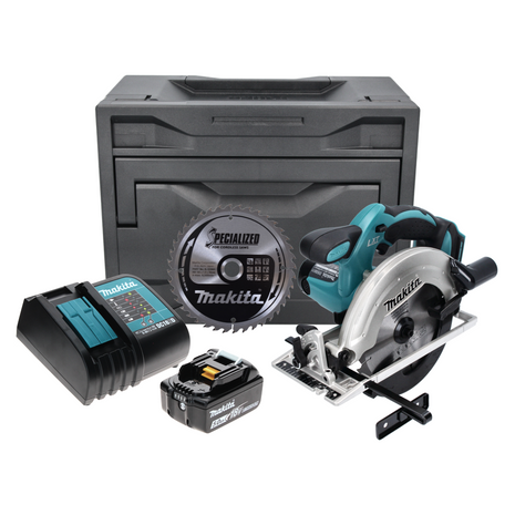 Makita DSS 611 ST1X Akku Handkreissäge 18 V 165 mm + 1x Akku 5,0 Ah + Ladegerät + Kreissägeblatt + Makbox - Toolbrothers