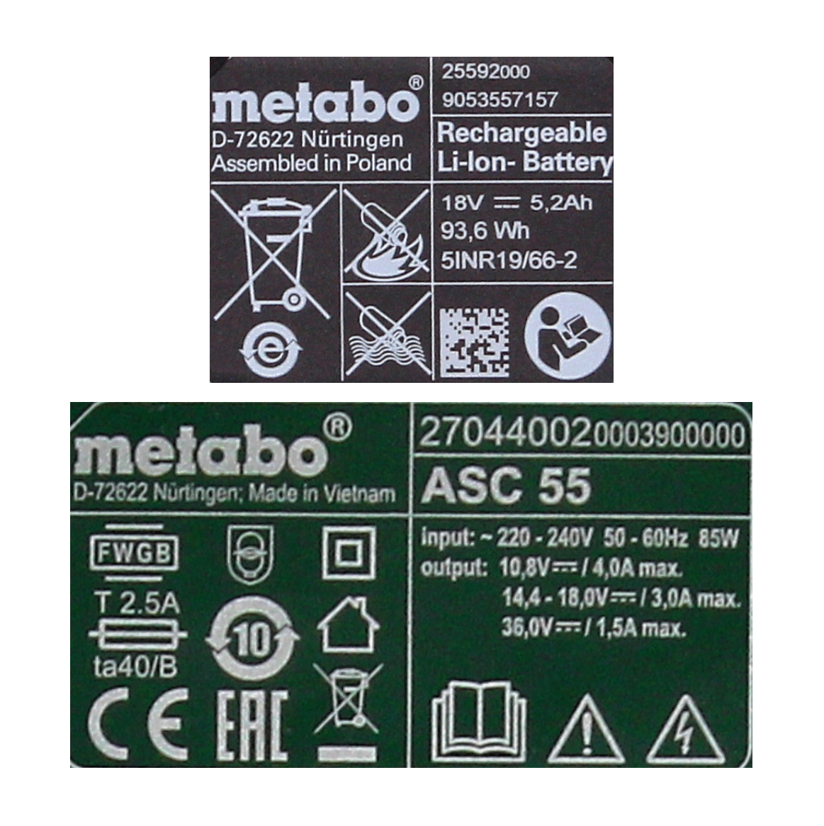 Metabo Akku Basis Set 18V mit 1x Akku 5,2Ah ( 625592000 ) + Ladegerät ASC 55 ( 627044000 ) - Toolbrothers