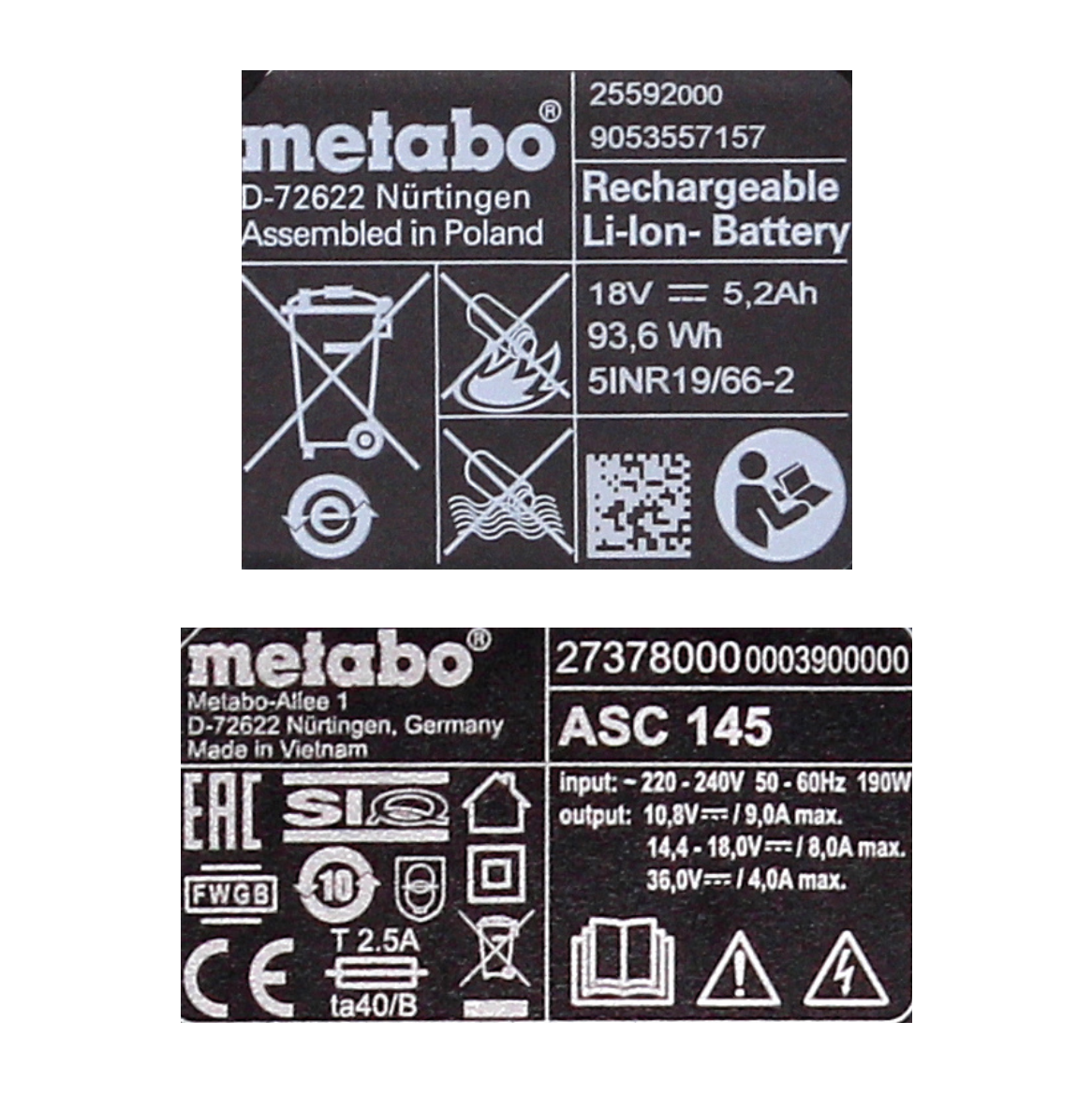 Metabo Akku Basis Set 18V mit 3x Akku 5,2Ah + Ladegerät ASC 145 ( 685048000 ) - Toolbrothers