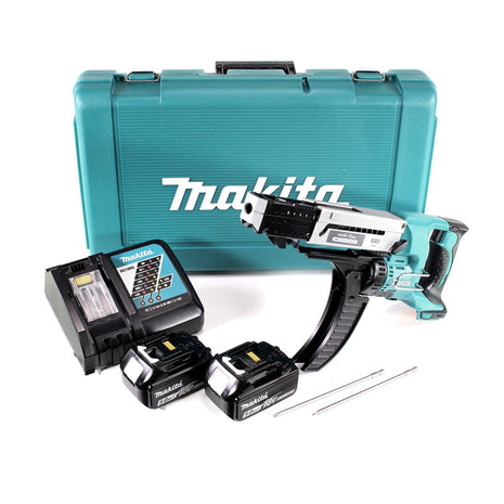 Makita DFR 750 RTE Akku Magazinschrauber  18 V 45-75mm + 2x Akku 5,0Ah + Ladegerät + Koffer - Toolbrothers