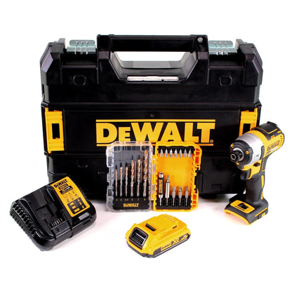 DeWalt DCF 887 D1 Akku Schlagschrauber 18V 205Nm 1/4" Brushless + 19tlg. Bit Bohrer Set + 1x Akku 2,0Ah + Schnellladegerät + TSTAK