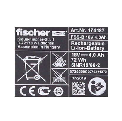 Fischer FSS-B Li-Ion Akku 18V 4,0 Ah ( 552930 ) CAS Partner - Toolbrothers