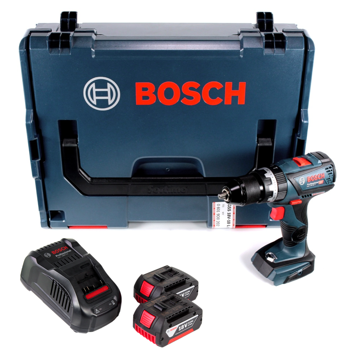 Bosch GSR 18V-60 C Akku Bohrschrauber 18V 60Nm Brushless + L-Boxx ( 06019G1103 ) + 2x Akku 3,0Ah + Ladegerät